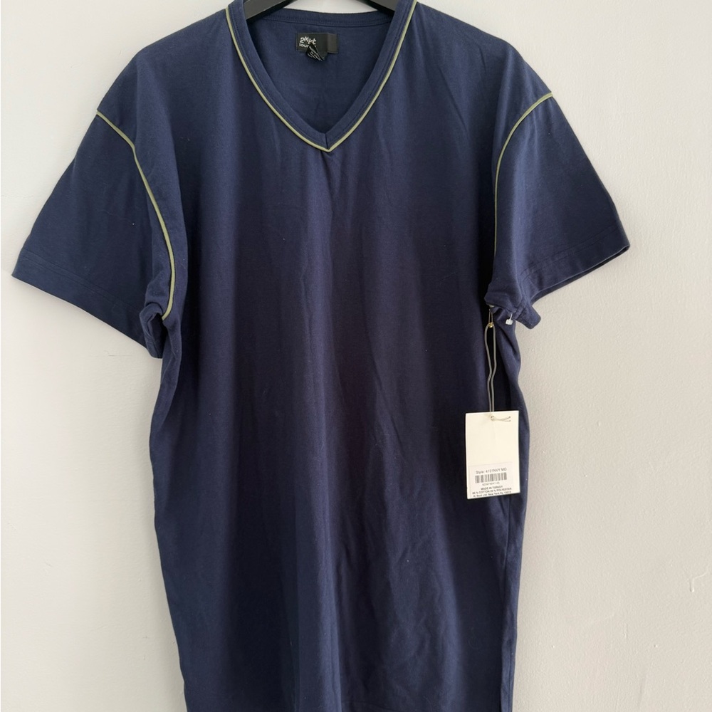 2xist Dark Blue V-Neck Tee with Contrast Trim